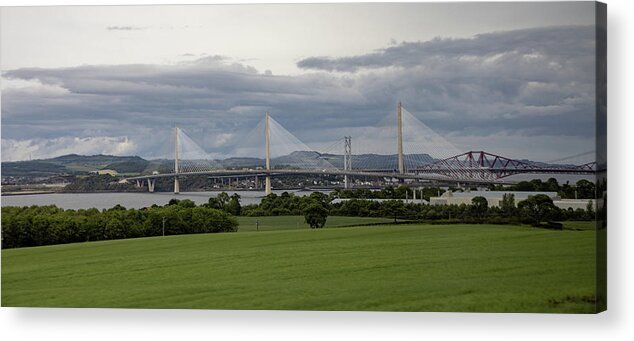Scotland Acrylic Print featuring the photograph Three Bridges Over the Forth by Teresa Wilson