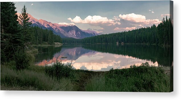 Mount Rundle Acrylic Print featuring the photograph Banff Sunset Reflection by Norma Brandsberg