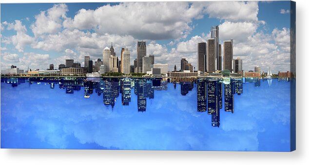 Detroit Acrylic Print featuring the photograph Detroit Day And Night, Detroit, Michigan 07 - Color Pan by Monte Nagler