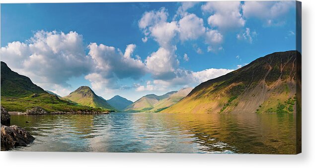 Water's Edge Acrylic Print featuring the photograph Idyllic English Lake District Landscape by Fotovoyager