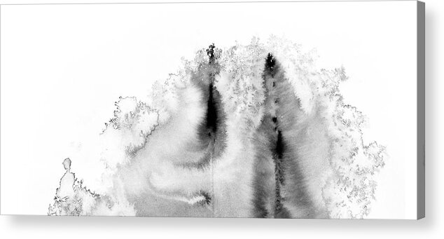 Ink Acrylic Print featuring the painting Meeting Of Lovers - Black And White Abstract Ink Painting by iAbstractArt