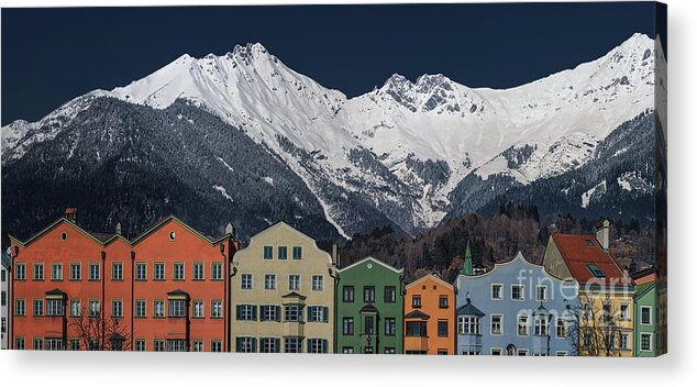 Scenics Acrylic Print featuring the photograph Mountain Peaks Topping The Roofs Of Old by Sergey Alimov