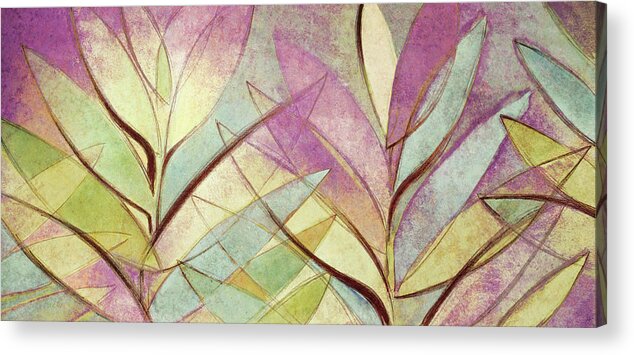 Palms Acrylic Print featuring the painting Palms On Mauve by Lanie Loreth