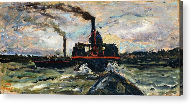 Charles-francois Daubigny Acrylic Print featuring the painting River Boat - Digital Remastered Edition by Charles-Francois Daubigny