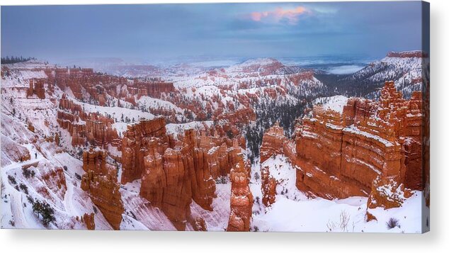 Bryce Canyon Acrylic Print featuring the photograph Snowstorm At Bryce Canyon by Owen Weber