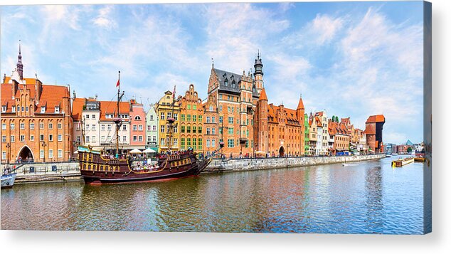 Water's Edge Acrylic Print featuring the photograph The waterfront area of Gdansk #1 by Syolacan