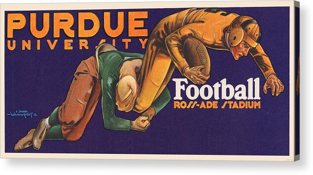 Purdue Acrylic Print featuring the mixed media 1929 Purdue Football Art by Row One Brand