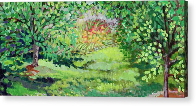 Green Acrylic Print featuring the painting A Sunset of Flowers by Jennifer Lommers