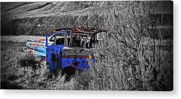  Acrylic Print featuring the digital art Abandon Car At Rock Creek by Fred Loring