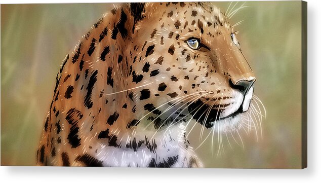 Leopard Acrylic Print featuring the digital art Art - Impression of the Leopard by Matthias Zegveld