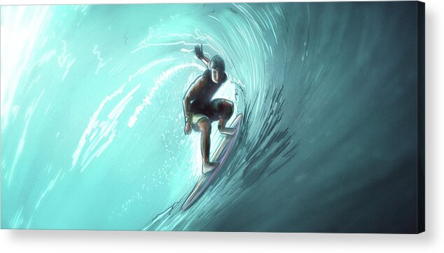 Surfing Acrylic Print featuring the digital art Art - The Surfer by Matthias Zegveld