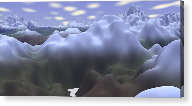 Exoplanet Acrylic Print featuring the digital art Cloud Mountains 2 by Bernie Sirelson