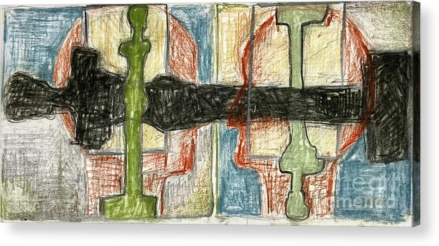 Color Charcoal Acrylic Print featuring the drawing Conversation by David Euler