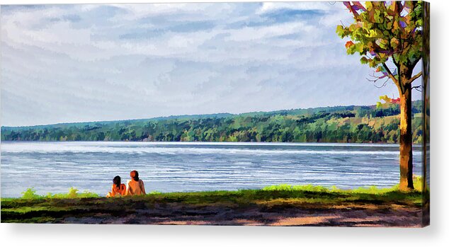 Cayuga Acrylic Print featuring the photograph Couple at the Lake Shore by Monroe Payne