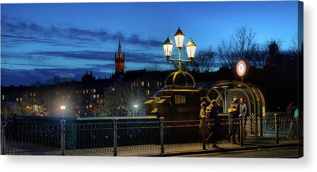 Cold Acrylic Print featuring the photograph Freezing dusk on Kelvinbridge by Micah Offman
