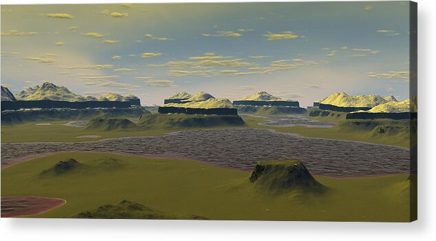 Exoplanet Acrylic Print featuring the digital art Green Planet by Bernie Sirelson