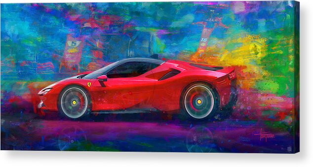Ferrari Acrylic Print featuring the mixed media High Voltage by Alan Greene