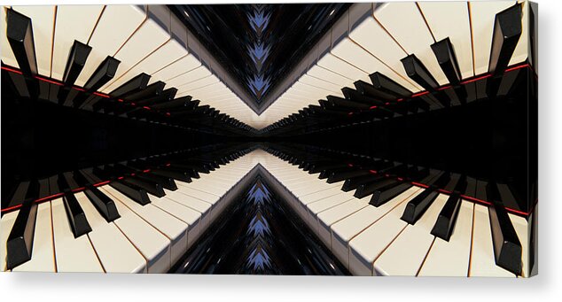 Piano Acrylic Print featuring the photograph PianoScape #3 - piano keyboard abstract mirrored perspective by Peter Herman