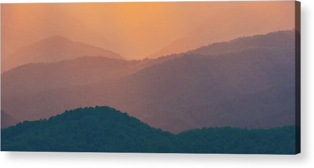 Great Smoky Mountains Acrylic Print featuring the photograph Pink Haze by Kelly VanDellen