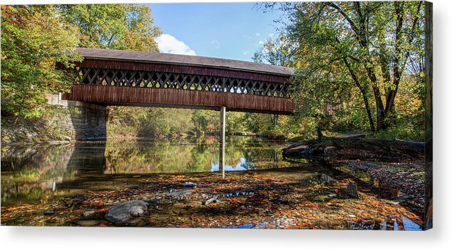 Bridges Acrylic Print featuring the photograph State Road Covered Bridge Panoramic by Dale Kincaid