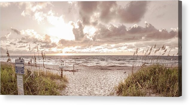 Clouds Acrylic Print featuring the photograph Sunrise over the Cottage Sand Dunes Panorama by Debra and Dave Vanderlaan