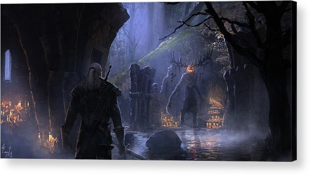 Monster Acrylic Print featuring the painting The Jack-o'-Leshen by Joseph Feely