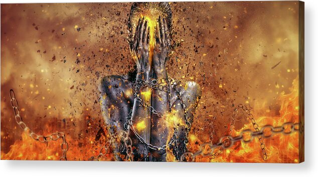 Surreal Acrylic Print featuring the digital art Through Ashes Rise by Mario Sanchez Nevado