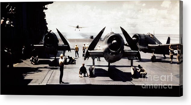 1943 Acrylic Print featuring the photograph USS SARATOGA, c1944 by Edward Steichen