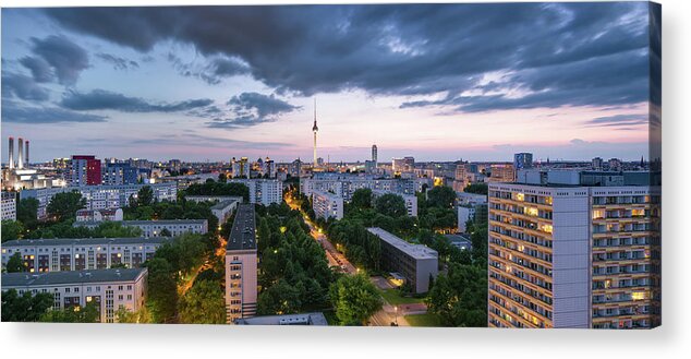 Tranquility Acrylic Print featuring the photograph Berlin Skyline Panorama With Fernsehturm by Spreephoto.de