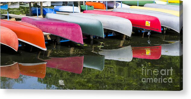 Canoes Acrylic Print featuring the photograph Canoes - Lake Wingra - Madison by Steven Ralser