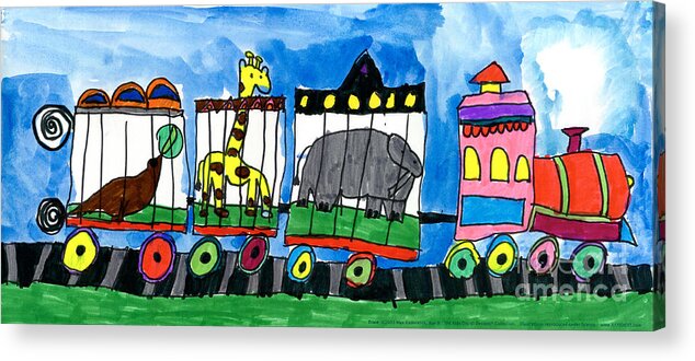 Circus Acrylic Print featuring the painting Circus Train by Max Kaderabek Age Eight