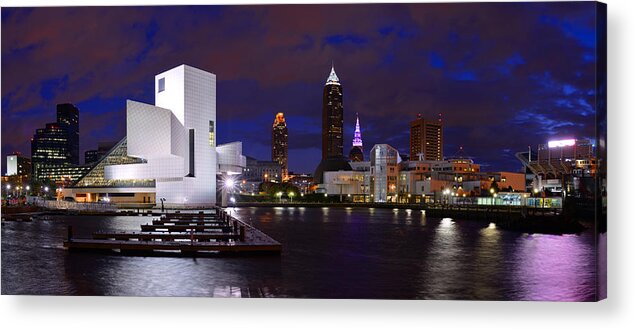 Cleveland Acrylic Print featuring the photograph New Cleveland Waterfront with Storm Clouds by Clint Buhler