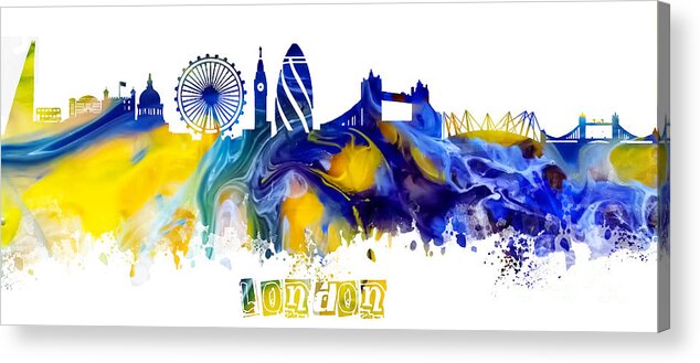 London England Skyline Acrylic Print featuring the digital art Skyline London England by Justyna Jaszke JBJart