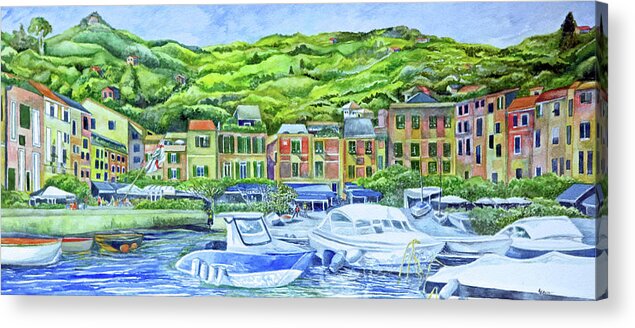 Portofino Acrylic Print featuring the painting So This is Portofino by Kandy Cross