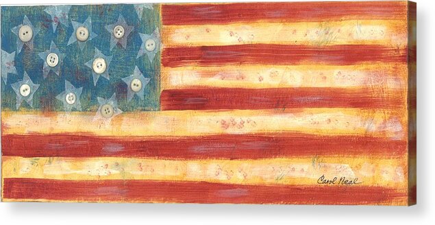 Usa Flag Vintage Style Acrylic Print featuring the mixed media U.S. Flag Vintage by Carol Neal