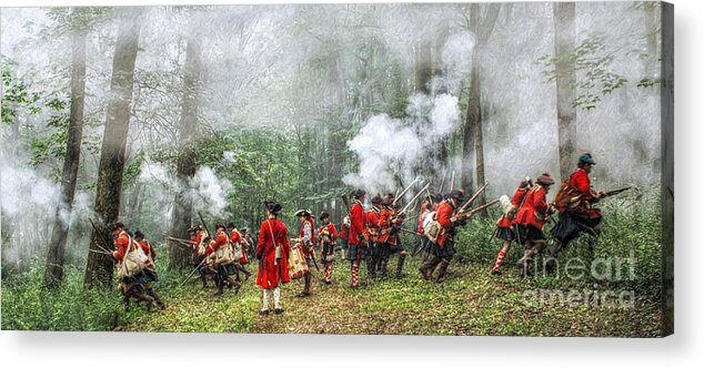 War Acrylic Print featuring the digital art 1763 Bushy Run British Counterattack by Randy Steele