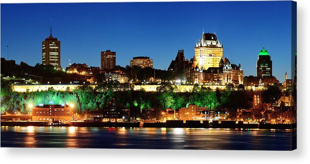 Quebec Acrylic Print featuring the photograph Quebec City at night #3 by Songquan Deng