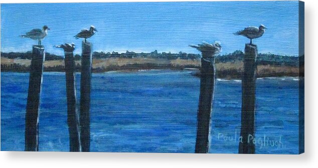 Seagulls Acrylic Print featuring the painting Bivalve Seagulls by Paula Pagliughi