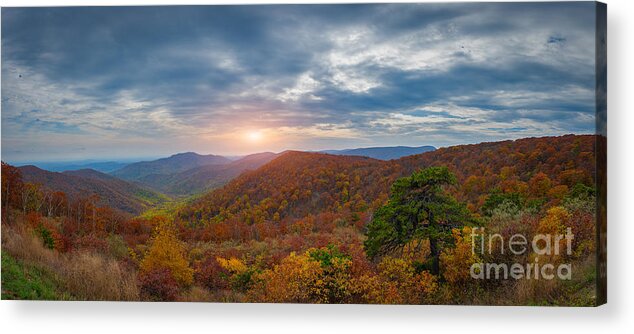 Pinnacles Overlook Acrylic Print featuring the photograph Pinnacles Overlook Shenandoah NP Panorama by Michael Ver Sprill