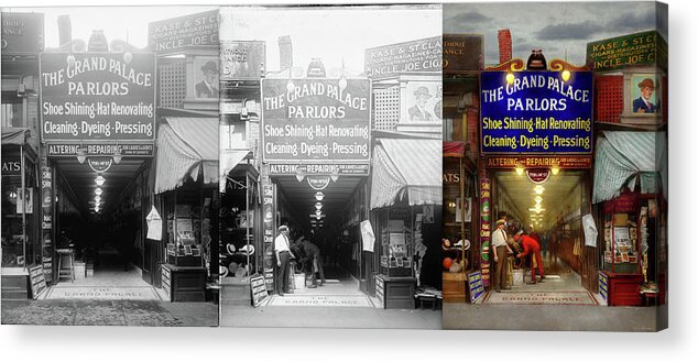 Color Acrylic Print featuring the photograph Shoeshine - The Grand Palace Parlors 1922 - Side by Side by Mike Savad