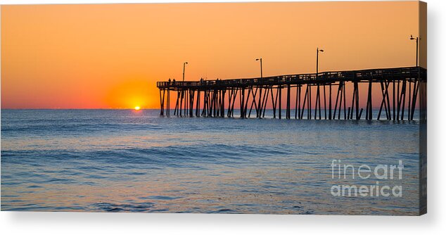 Nags Head Fishing Pier Acrylic Print featuring the photograph Sunrise in North Carolina Outer Banks by Michael Ver Sprill