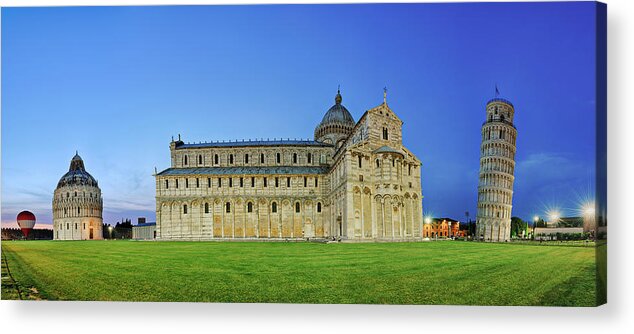 Grass Acrylic Print featuring the photograph Leaning Tower Of Pisa, Cathedral And by Martin Ruegner