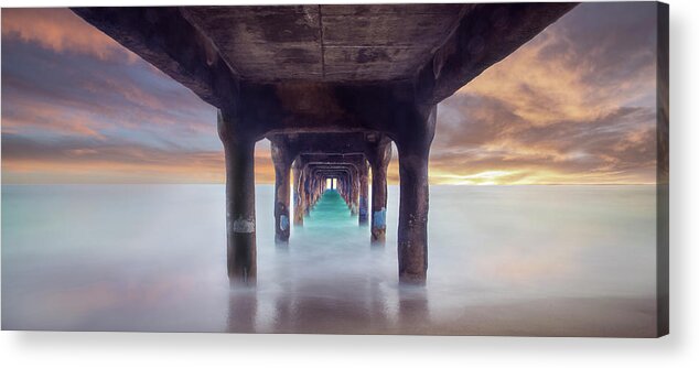 Pier Acrylic Print featuring the photograph Pier On Sunset 4 by Moises Levy