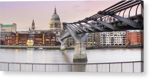 London Millennium Footbridge Acrylic Print featuring the photograph St Pauls Cathedral Viewed Over by Travelpix Ltd
