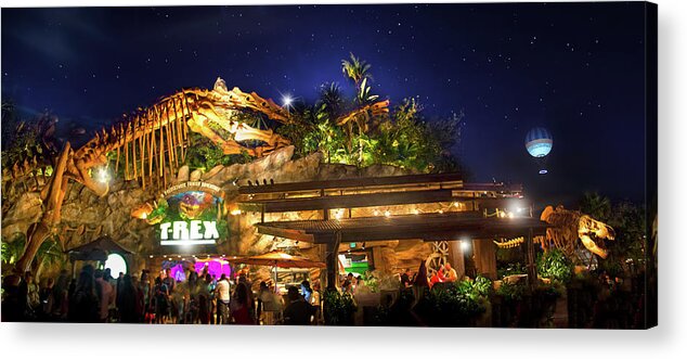 T-rex Cafe Acrylic Print featuring the photograph T-Rex Cafe at Disney Springs by Mark Andrew Thomas
