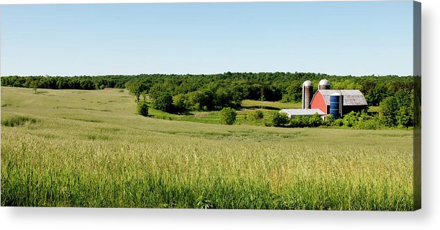 Environmental Conservation Acrylic Print featuring the photograph Wisconsin Farm Panoramic by Jenniferphotographyimaging