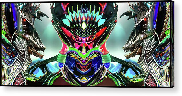 Monster Acrylic Print featuring the digital art Alien vs the mech dragons by Shawn Dall