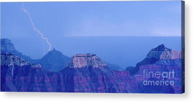 Dave Welling Acrylic Print featuring the photograph Panorama Lightning Strike North Rim Grand Canyon Np Ar by Dave Welling