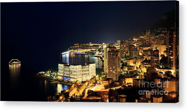 City Acrylic Print featuring the photograph Monte Carlo cityscape at night #1 by Matteo Colombo