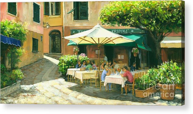 Portofino Cafe Acrylic Print featuring the painting Afternoon Delight #2 by Michael Swanson